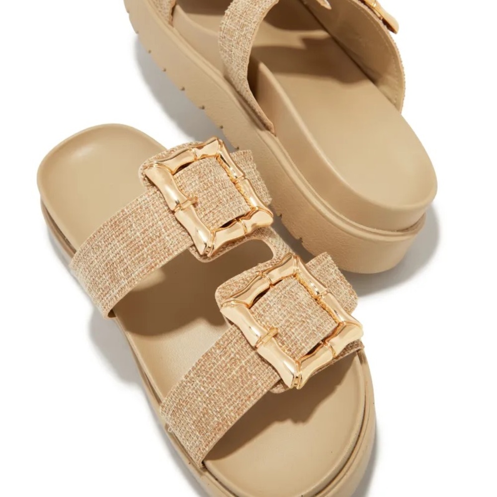 NWT Slide Sandals with Gold Buckles